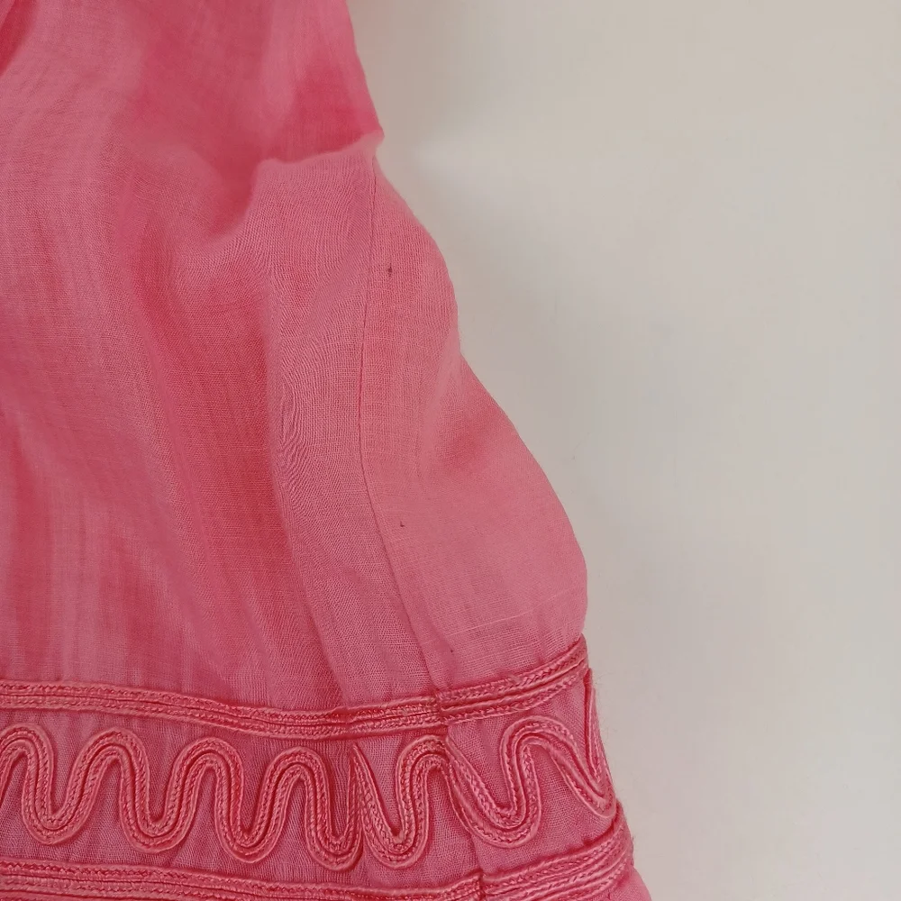 Veronica Beard Keely Tiered Mini Dress Size 4 Women Preppy Ramie In Dark Peony